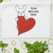 Gepersonaliseerde Schattigee Franse Bulldog met ee Theedoek (Gevouwen)