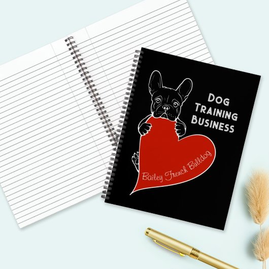 Gepersonaliseerde Schattigee Frenchie Dog met een Notitieboek