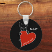 Gepersonaliseerde Schattigee Frenchie Dog met een Sleutelhanger (Voorkant)