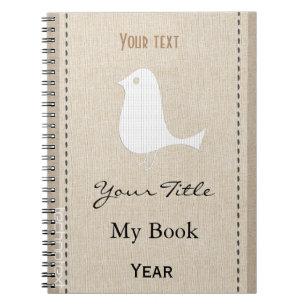 Gepersonaliseerde Schattigee Funny Bird Linen Look Notitieboek