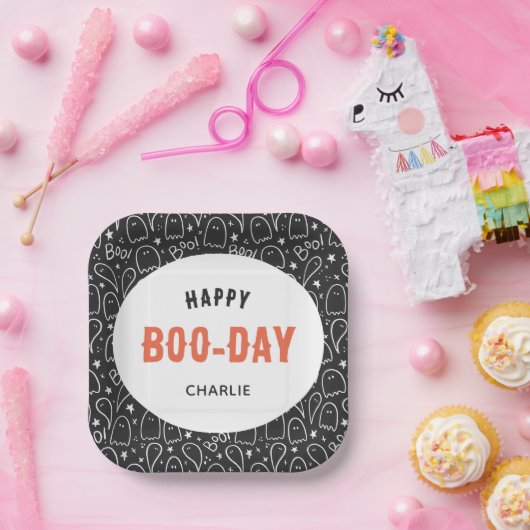 Gepersonaliseerde Schattigee geesten Happy Birthda Papieren Bordje (Feest)