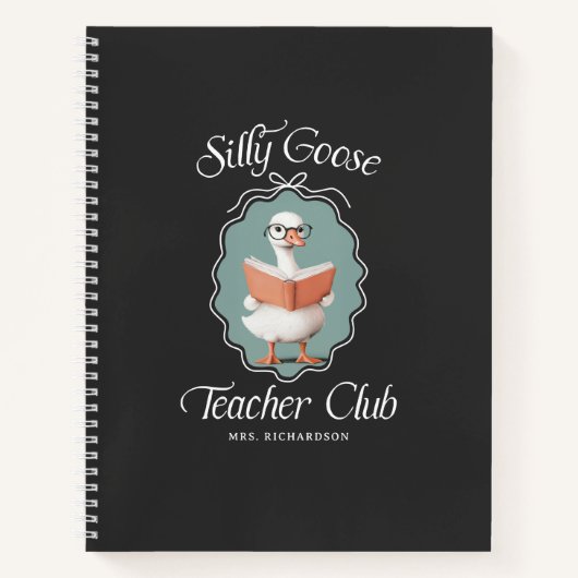 Gepersonaliseerde Schattigee Gekke Goose Teacher C Notitieboek (Voorkant)