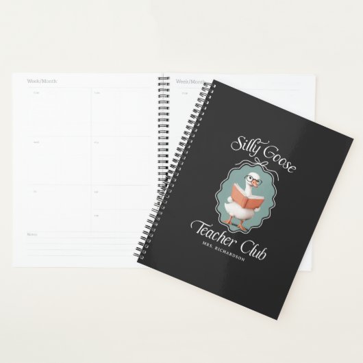 Gepersonaliseerde Schattigee Gekke Goose Teacher C Planner (Display)