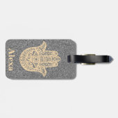 Gepersonaliseerde Schattigee gelukkige hamsa hand  Bagagelabel (Achterkant horizontaal)