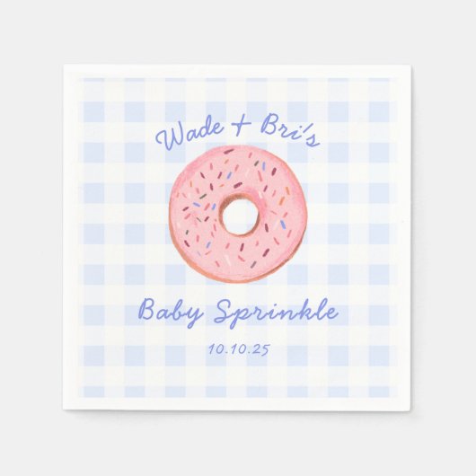 Gepersonaliseerde Schattigee Gingham Donut Baby Sp Servet (Voorkant)
