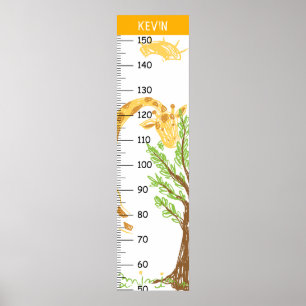 Gepersonaliseerde Schattigee Giraffe groeikaart Poster