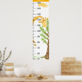 Gepersonaliseerde Schattigee Giraffe groeikaart Poster (Keuken)
