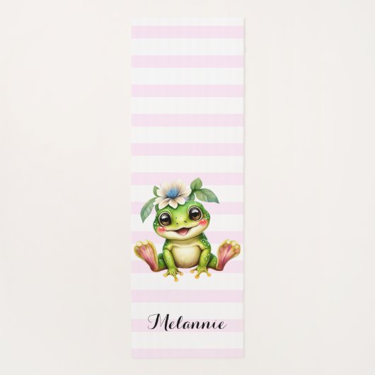 Gepersonaliseerde Schattigee Girly Frog Yogamat (Achterkant)