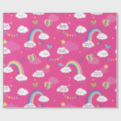 Gepersonaliseerde Schattigee Girly Pink Rainbow &  Cadeaupapier (Vlak)
