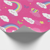 Gepersonaliseerde Schattigee Girly Pink Rainbow &  Cadeaupapier (Hoek)