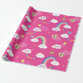Gepersonaliseerde Schattigee Girly Pink Rainbow &  Cadeaupapier (Uitgerold)