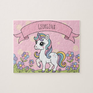 Gepersonaliseerde Schattigee Girly Unicorn Legpuzzel