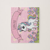 Gepersonaliseerde Schattigee Girly Unicorn Legpuzzel (Verticaal)