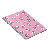 Gepersonaliseerde Schattigee girly witte daisy flo Notitieboek (Rechterzijde)
