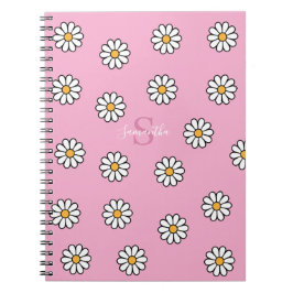 Gepersonaliseerde Schattigee girly witte daisy flo Notitieboek