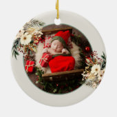 Gepersonaliseerde Schattigee Gnome Baby's eerste k Keramisch Ornament (Achterkant)