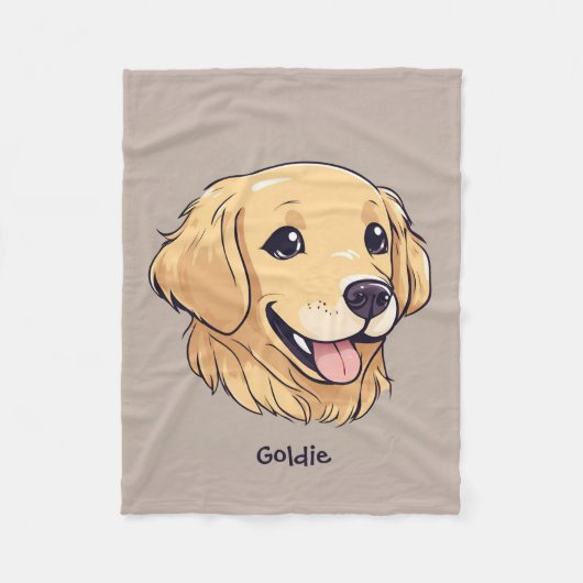 Gepersonaliseerde Schattigee Golden Retriever Fleece Deken (Voorkant)