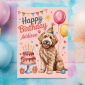 Gepersonaliseerde Schattigee Goldendoodle Verjaard Kaart