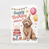 Gepersonaliseerde Schattigee Goldendoodle Verjaard Kaart (Voorkant)