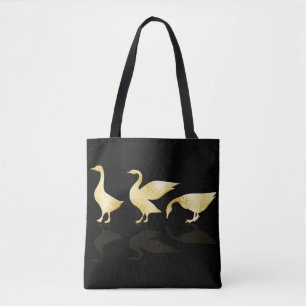 Gepersonaliseerde Schattigee Gouden Folie Ganzen Z Tote Bag