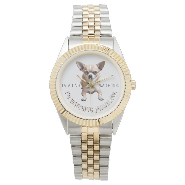 Gepersonaliseerde Schattigee Grappige Chihuahua Ho Horloge (Voorkant)