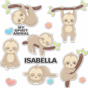 Gepersonaliseerde Schattigee Grappige Gekke Sleepy Sticker