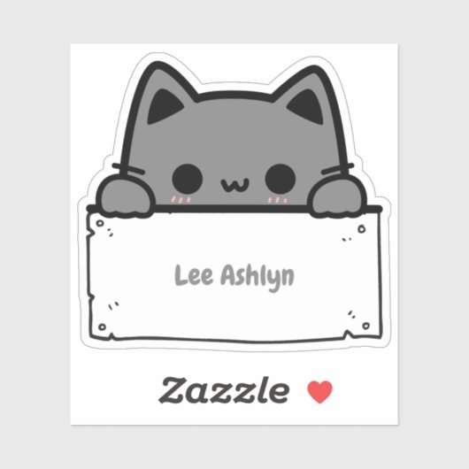Gepersonaliseerde Schattigee Grey Cat Naam Label D (Vel)