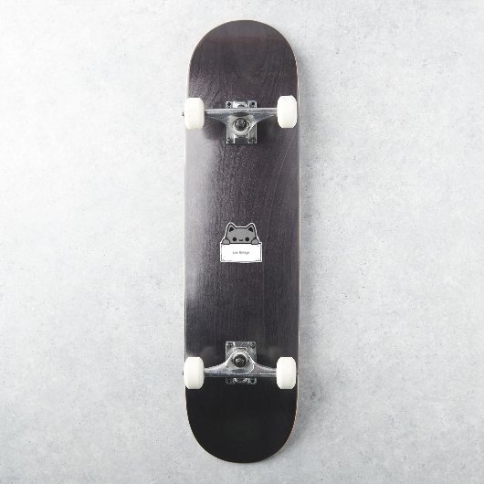 Gepersonaliseerde Schattigee Grey Cat Naam Label D (Skateboard)