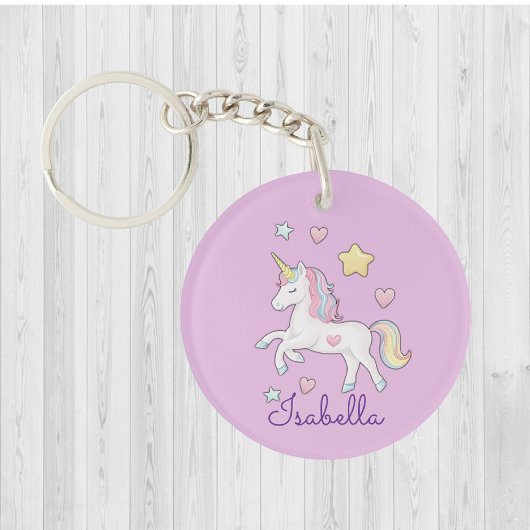 Gepersonaliseerde Schattigee grillige eenhoorn reg Sleutelhanger