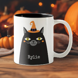 Gepersonaliseerde Schattigee grillige Halloween Bl Tweekleurige Koffiemok