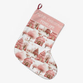 Gepersonaliseerde Schattigee grillige roze winterk Grote Kerstsok (Voorkant (Hangend))