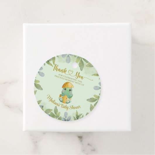 Gepersonaliseerde Schattigee groene dinosaurus jon Bedankjes Labels (In situ)