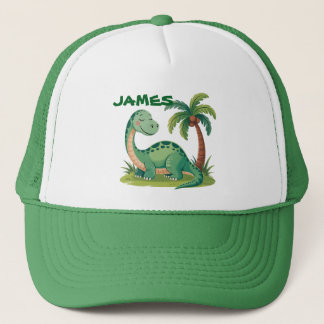 Gepersonaliseerde Schattigee groene dinosaurus. Pa Trucker Pet