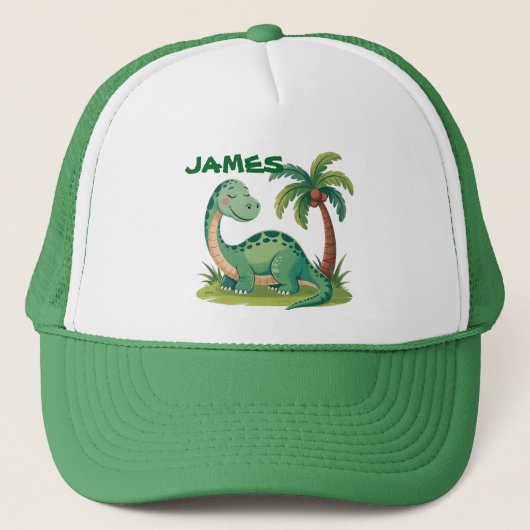 Gepersonaliseerde Schattigee groene dinosaurus. Pa Trucker Pet (Voorkant)