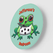 Gepersonaliseerde Schattigee Groene Polka Dot Muur Grote Klok (Hoek)