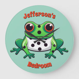 Gepersonaliseerde Schattigee Groene Polka Dot Muur Grote Klok