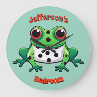 Gepersonaliseerde Schattigee Groene Polka Dot Muur Grote Klok