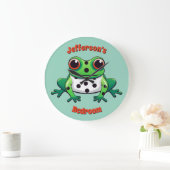 Gepersonaliseerde Schattigee Groene Polka Dot Muur Grote Klok (Huis)