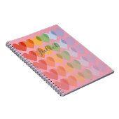 gepersonaliseerde Schattigee harten regenboog Notitieboek (Rechterzijde)