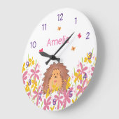Gepersonaliseerde Schattigee Hedgehog Kinder slaap Grote Klok (Hoek)