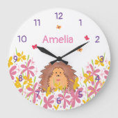 Gepersonaliseerde Schattigee Hedgehog Kinder slaap Grote Klok (Voorkant)