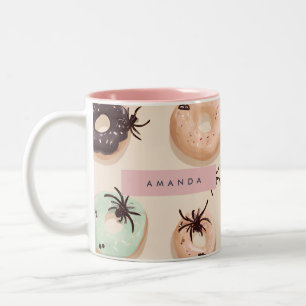 Gepersonaliseerde Schattigee Herfst Halloween Donu Tweekleurige Koffiemok