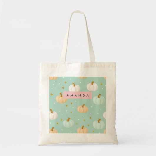 Gepersonaliseerde Schattigee Herfst Mint Groene Pa Tote Bag (Voorkant)