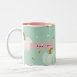 Gepersonaliseerde Schattigee Herfst Mint Groene Pa Tweekleurige Koffiemok