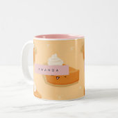 Gepersonaliseerde Schattigee Herfst Pumpkin Pie Wh Tweekleurige Koffiemok (Voorkant links)