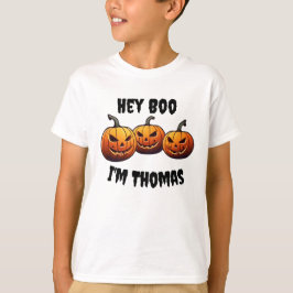 Gepersonaliseerde Schattigee Hey Boo pompoenen Hal T-shirt