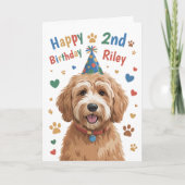 Gepersonaliseerde Schattigee hond 2e verjaardag Ka Kaart (Voorkant)