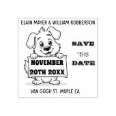 Gepersonaliseerde Schattigee Hond Bewaar de DateWo Rubberstempel (Afrduk)