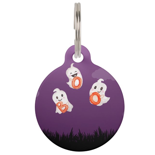 Gepersonaliseerde Schattigee hond / kat in Hallowe Huisdierpenning (Achterkant)