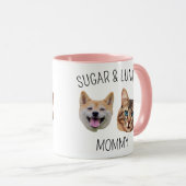 Gepersonaliseerde Schattigee Hondenkat Gezicht Mok (Voorkant rechts)